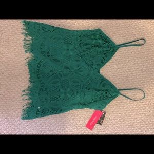 Green lace tank* new w tags never worn